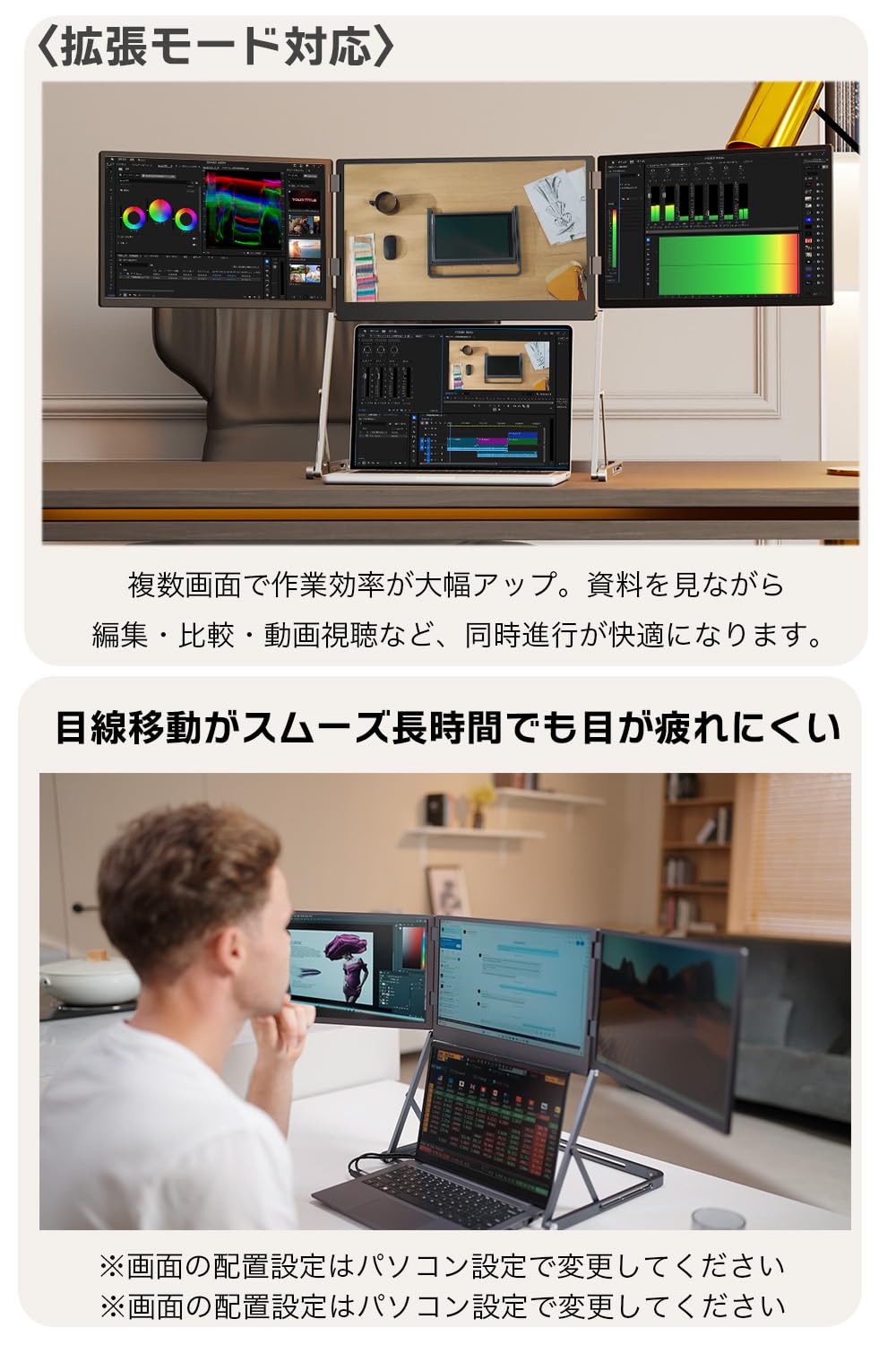 Triple Monitor 14in 1920x1200 FHD IPS 360° Foldable USB-C HDMI Mac