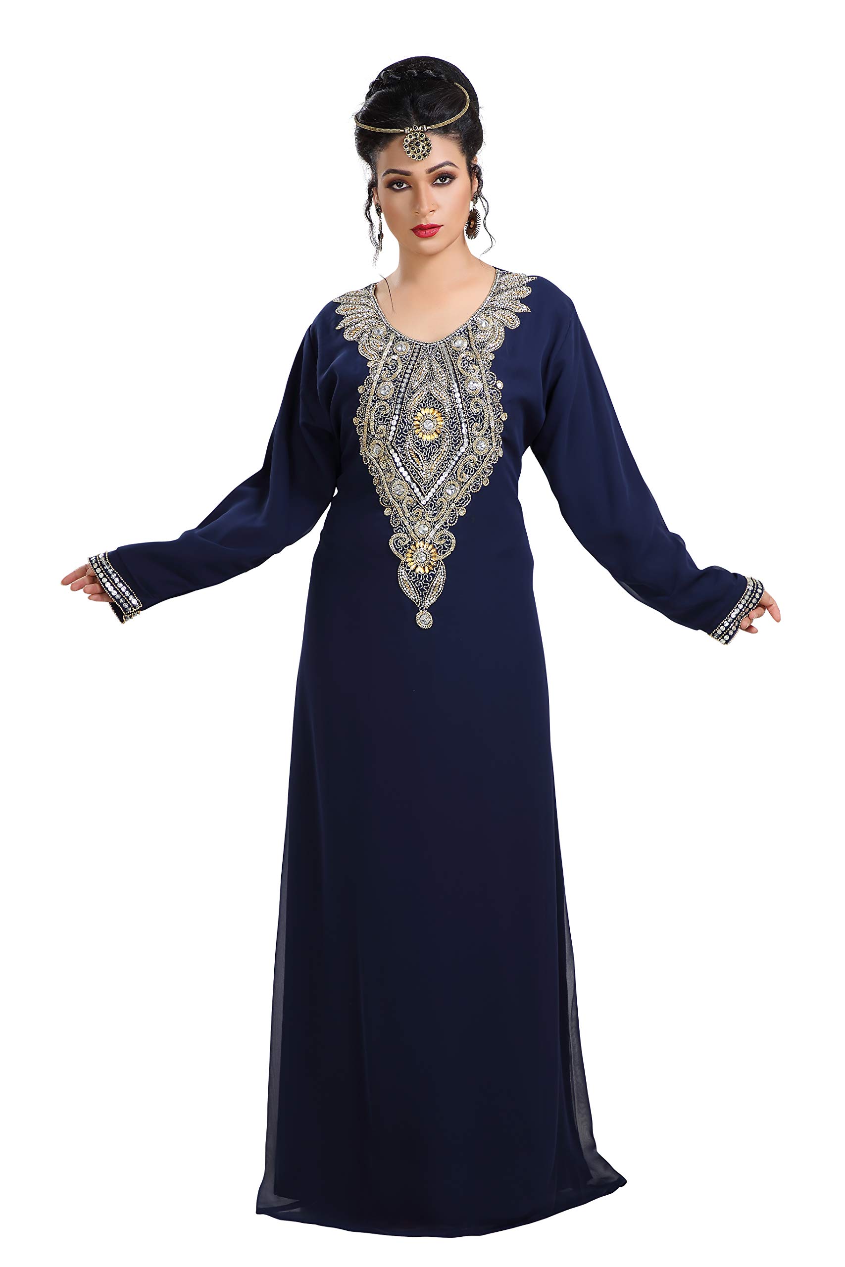 Maxim Creation KHALEEJI Thobe Arabian FUSTAN Jilbab JABODAR Hand Embroidered Farasha Abaya Cutwork Maxi Dress 7707
