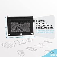 Vista 5 de Enday Estuche negro para carpeta de 3 anillas, con cremallera, estuche para lápices de 3 anillos para carpeta, estuche para lápices para carpeta