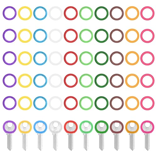 50 Stück Schlüsselkappen,Bunte Schlüssel Kappen 2.4cm Silikon Schlüsselmarkierer Schlüsselabdeckungen Key