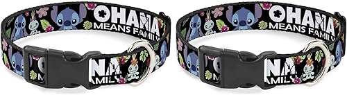 Miniatura 9 de Buckle-Down Ohana Means FamilyStitch & Scrump PosesCollar de clip de plástico de flora tropical, estrecho grande9-15 pulgadas