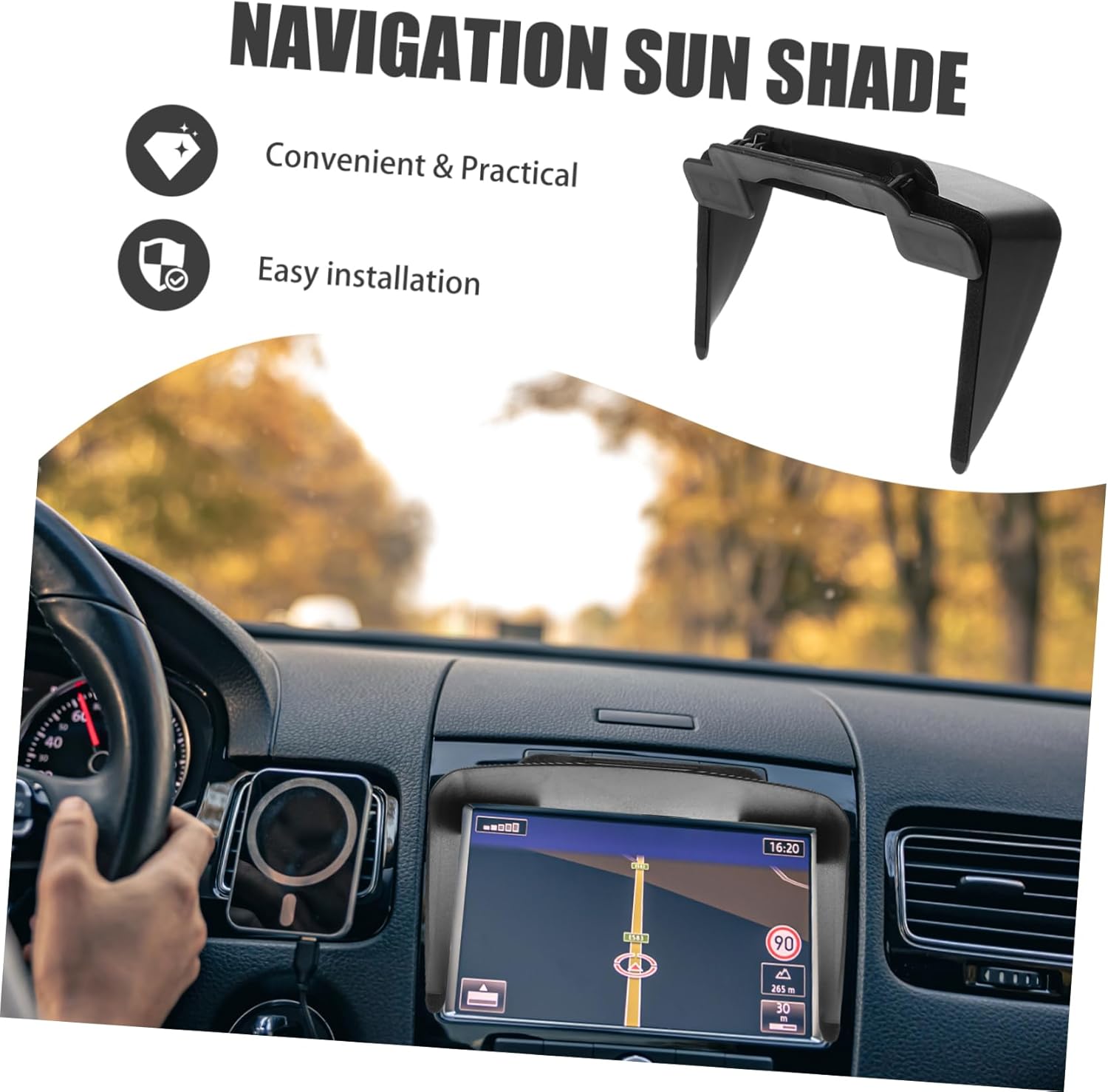 4pcs Sun Shade Cover for Car Navigation Sun Visor Shield Fit for GPS Devices Reduces Glare Visibility for Safe Driving