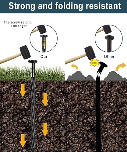 Miniatura 9 de Paquete de 50 estacas de plástico de 8 pulgadas para bordes de paisaje, perfectas para anclar barreras de malezas, bordes de pavimentación, césped
