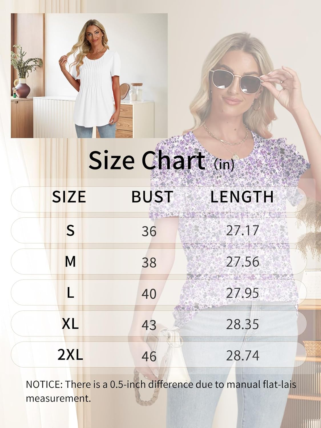 Womens T Shirts Short Sleeve Trendy Pleated Tees Womens Blouses Dressy Casual Scoop Neck Summer Tops for Women - Image 5