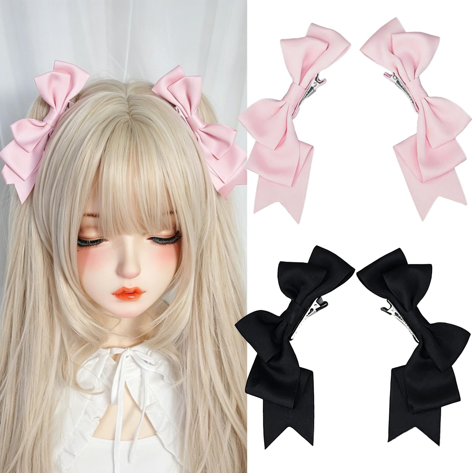 riii's♡ribbon様　ヘアアクセサリーセット Amazon.co.jp: Wonninek【4個セット】ヘアクリップ リボン ヘア