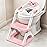SKYROKU Potty Training Seat for Toddlers - 2-in-1 Adjustable potty ladder with Step Stool, Anti-Slip Cushion, Splash Guard & Extra-Wide Pedals, Supports 200+ lbs, Ideal for Boys & Girls (8899-Pink)