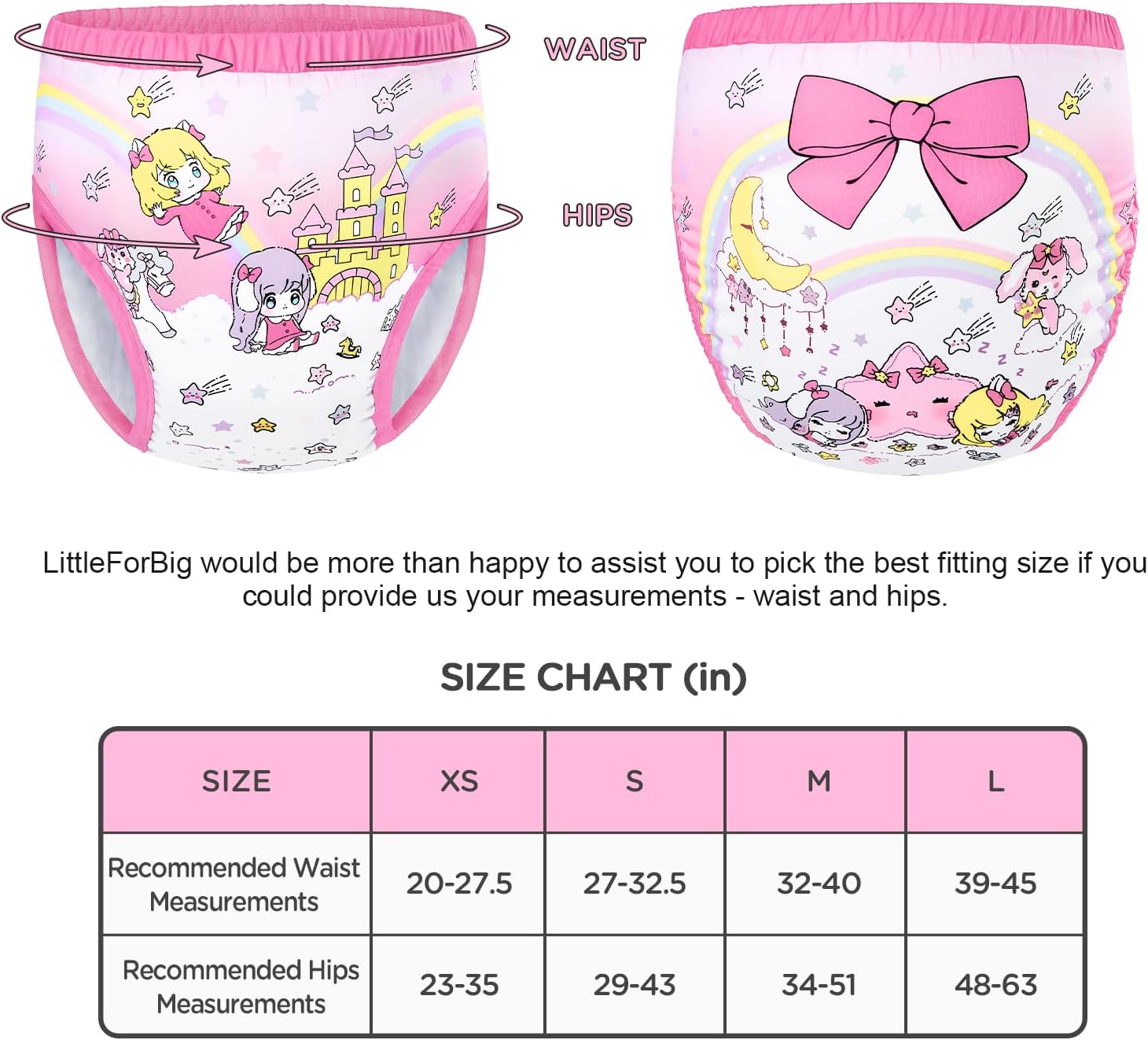 Littleforbig Soft Silky Underwear Comfortable Washable Reusable Adult Training Pants - Fairy Littles in Dreamland Design L - Image 6