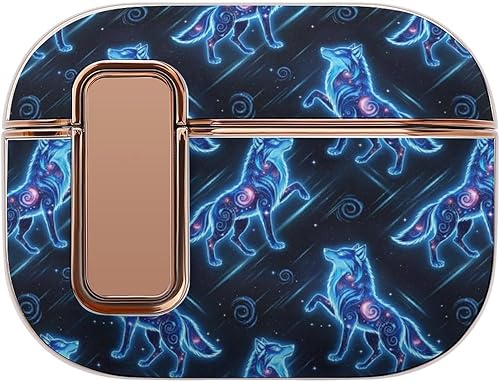 Plastic Cover Compatible with Airpods Pro 2 Case Galaxy Wolf, Protective Skin with Lock