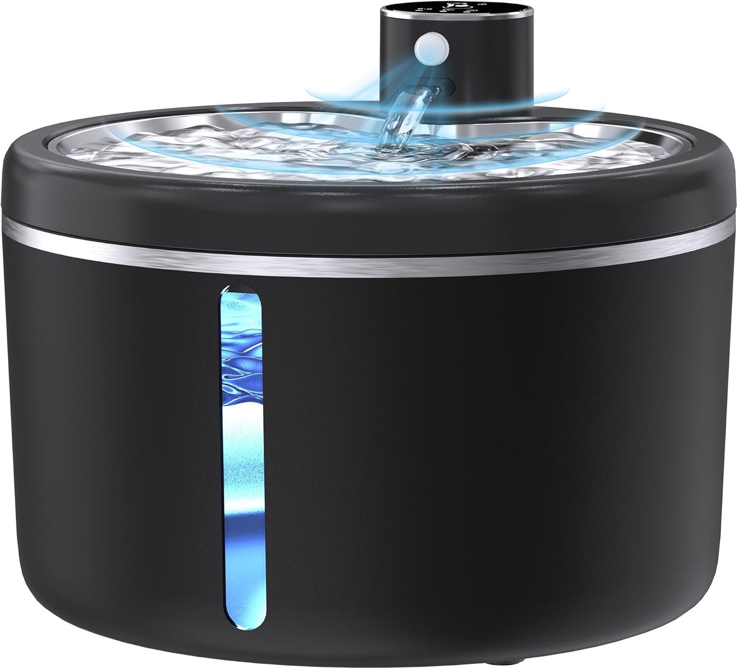 Cat Water Fountain Cordless, 108oz/3L Pet Fountains for Cats Indoor with Stainless Steel Tray, Battery Operated Cat Drinking Fountain with Motion Sens (Black) (Black)