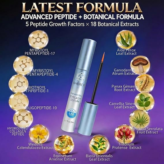Eyelash Growth Serum Advanced Natural Lash Enhancing Formula for Longer, Fuller & Thicker Looking Lashes in 4 Weeks, Gentle for Sensitive Eyes, Lightweight Non-Greasy Formula 3 mL