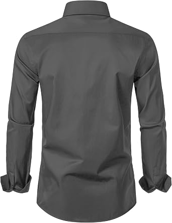 Mens Stretch Slim Fit Dress Shirts Lightweight Soft Long Sleeve Casual Button Down Shirts