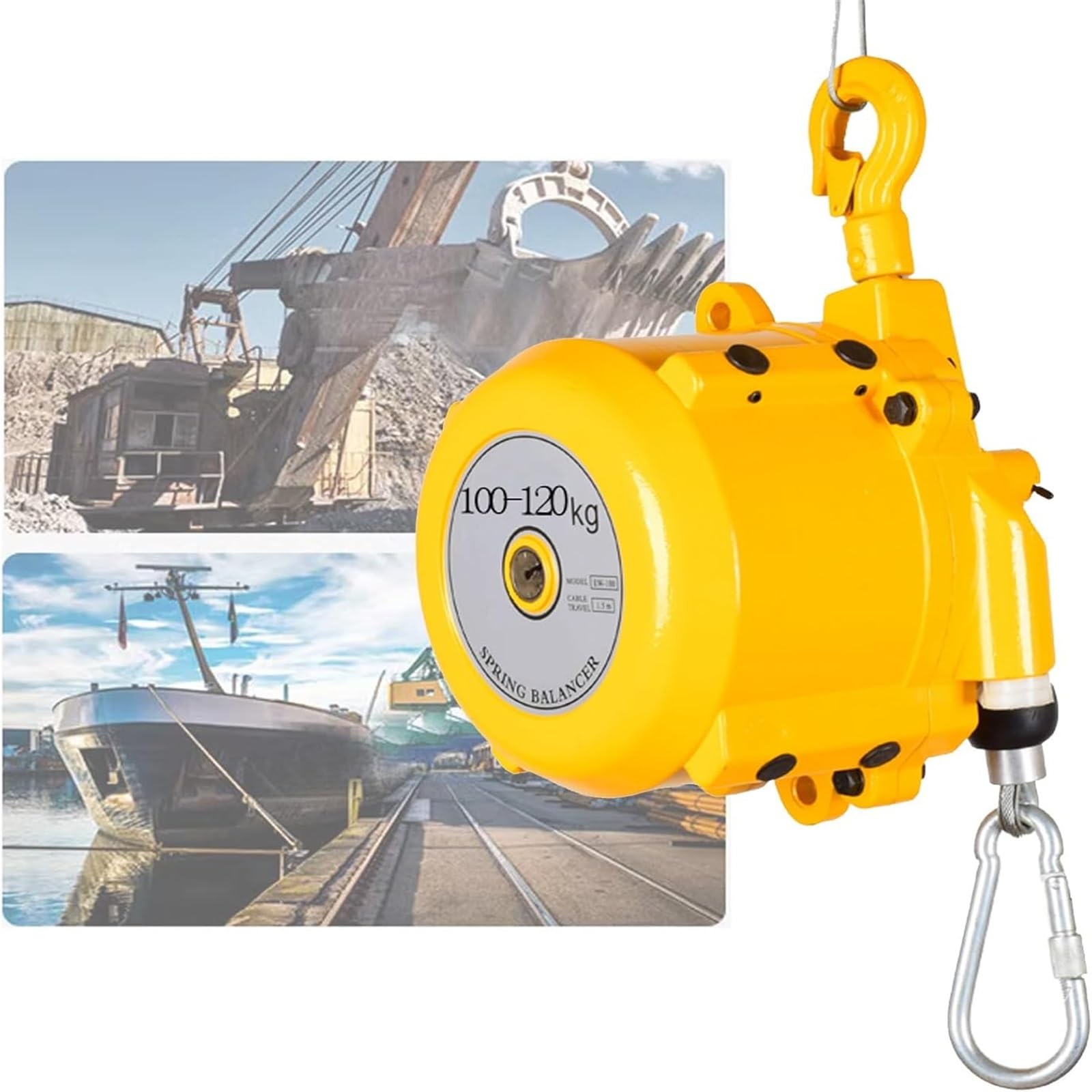 HYQOUKLR Telescopic Spring Balancer, Spring Balancer Aluminum Retractable 1.5m Wire Rope Adjustable Tension 3-200kg(120kg)