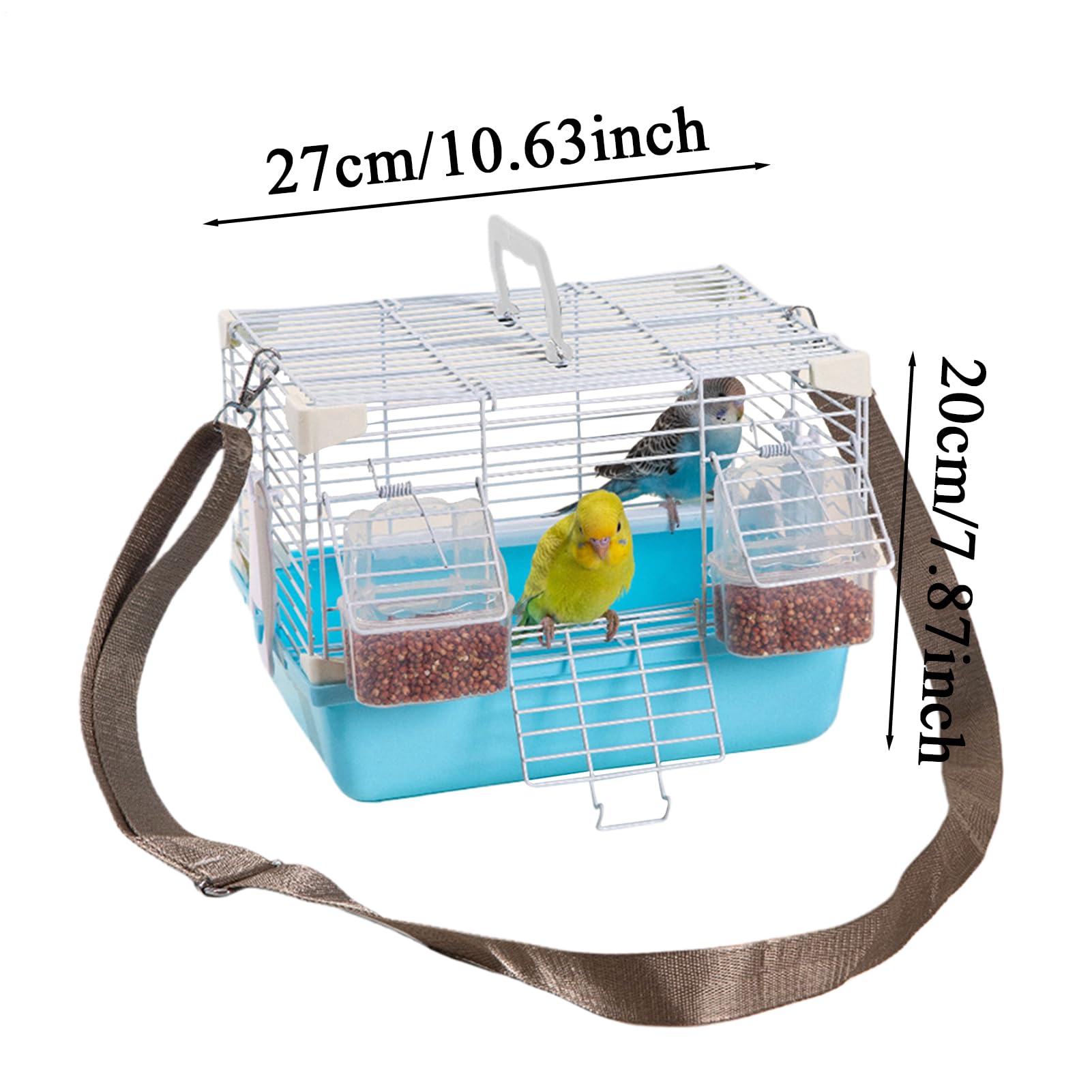 Jaula para loros, jaula de viaje para pájaros con correa para el hombro y bandeja inferior extraíble, jaulas portátiles para animales pequeños, para cacatúas, peonías, perlas, municiones