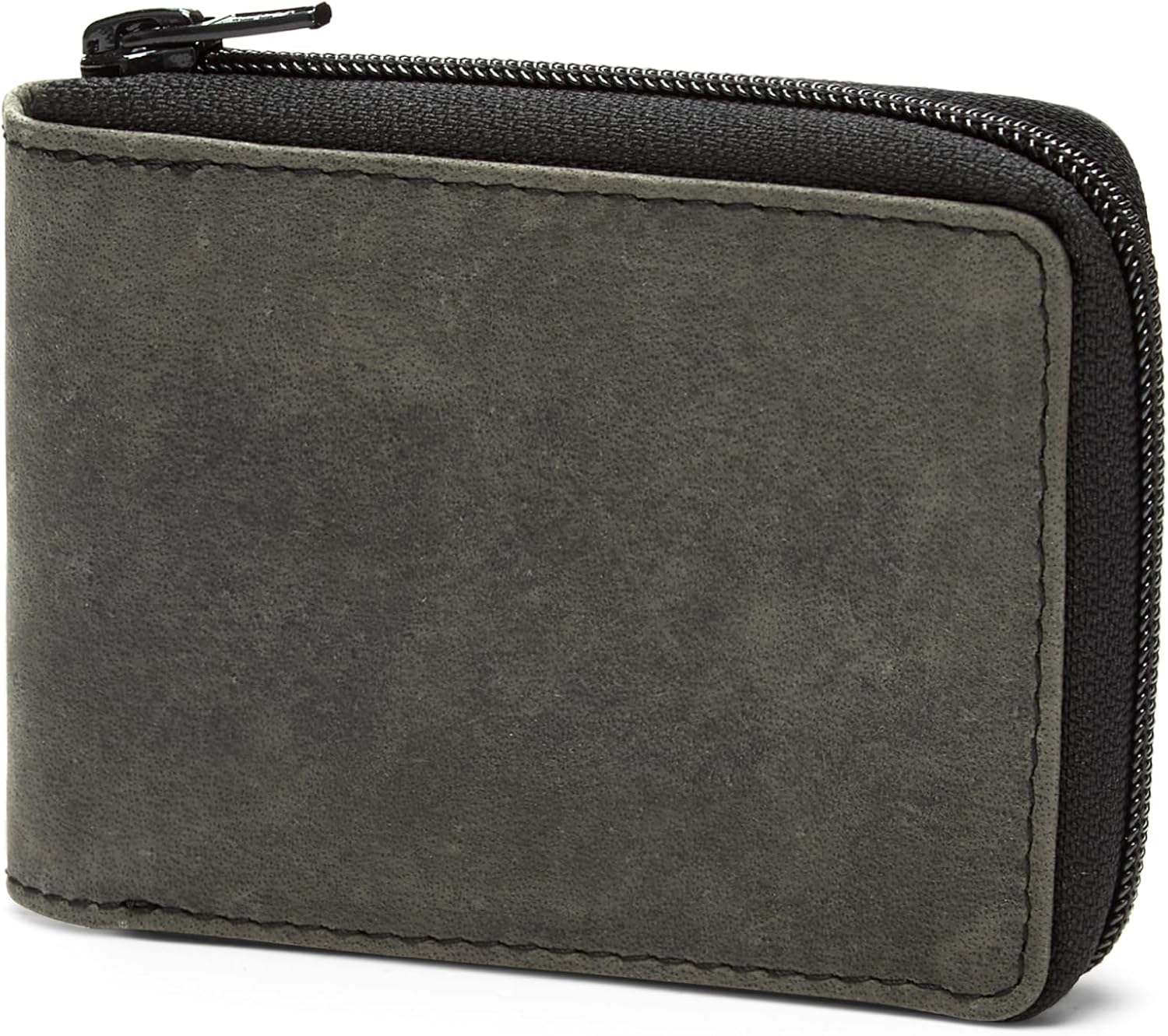 RFID Blocking Mens Bifold Full Grain Leather Zip-Around Wallet,black,z1001