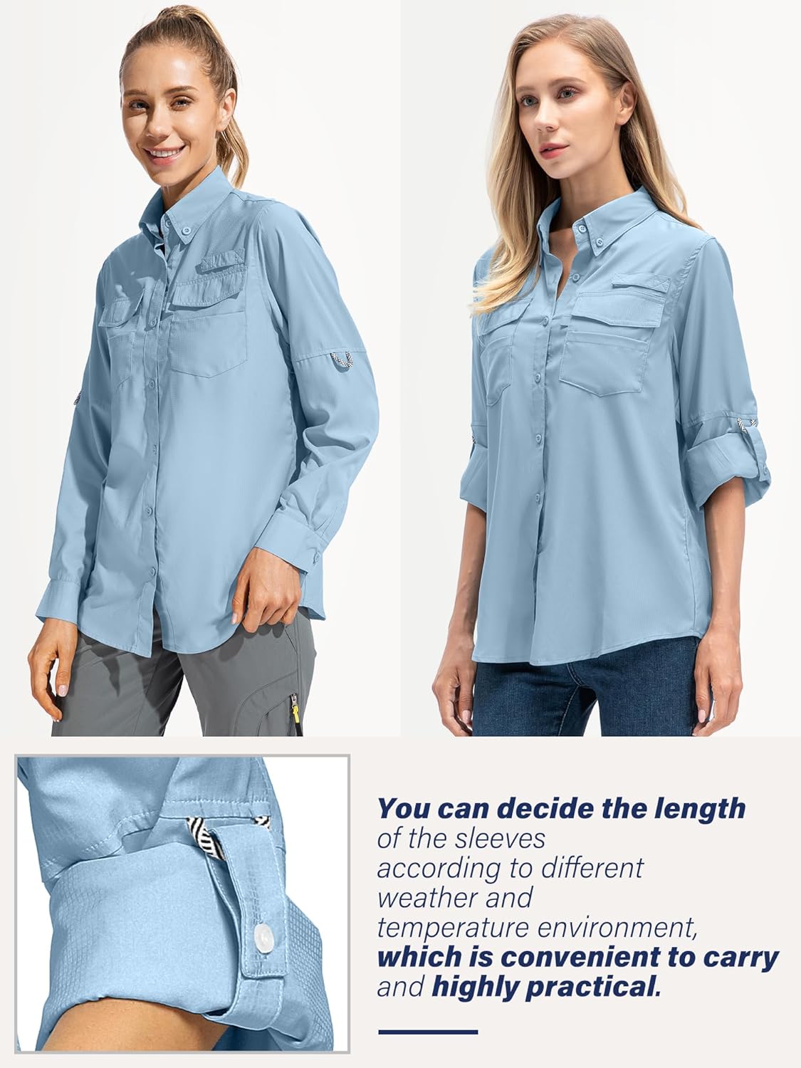 Women's UPF 50 UV Sun Protection Long Sleeve Safari Shirts Quick Dry Hiking Travel Fishing Outdoor Cool Shirts - Image 4