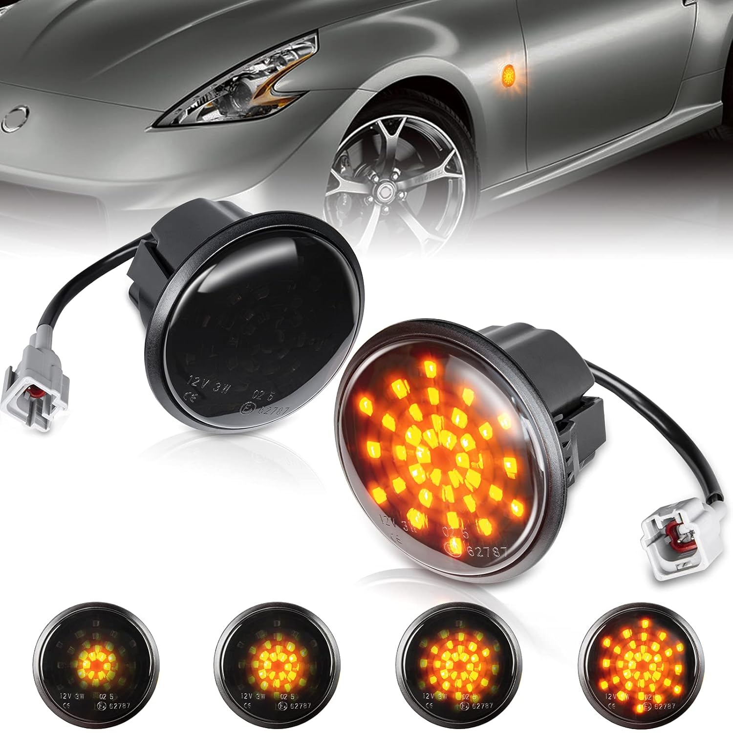 POPMOTORZ Replacement for Nissan 370z Emblem Dynamic LED Side Marker