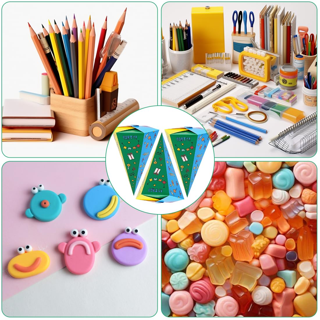 WeddHuis Cônes de Rentrée Scolaire DIY 30cm 6 Couleurs Pochettes Surprise