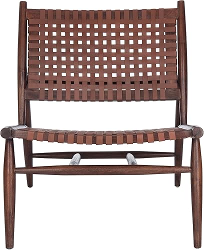 Miniatura 5 de Safavieh Home Soleil Silla decorativa tejida de cuero natural y blanco