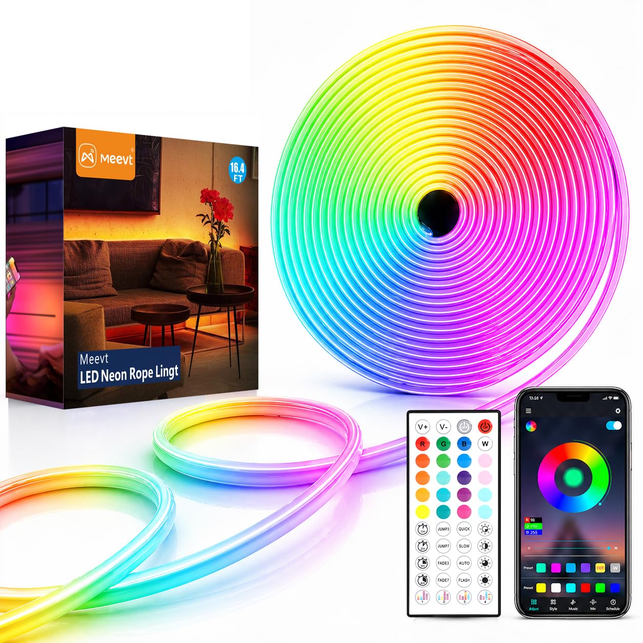 【大特価！】Illuminar v2.1 3本セット間接照明 インテリア ネオン Amazon.com: MMEEVT Neon Rope Lights - 16.4Ft Flexible LED Rope