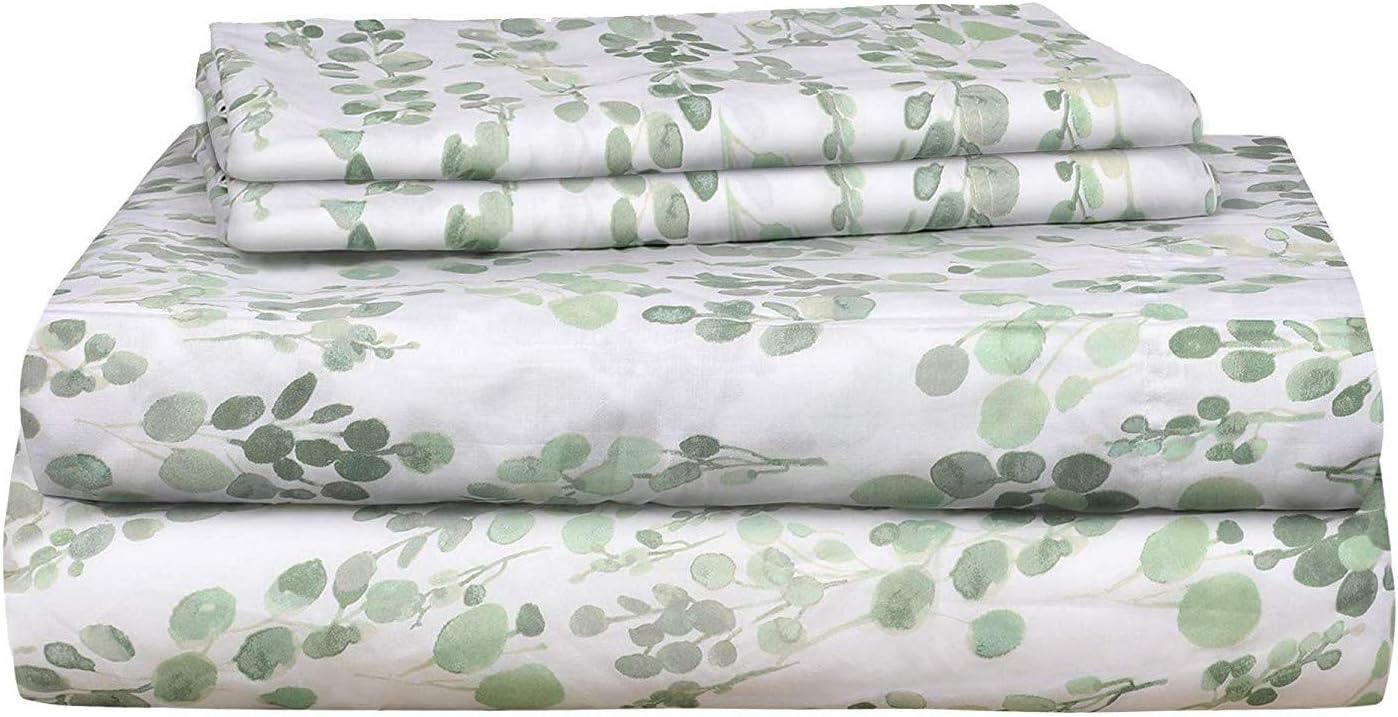 RENAURAA 100% Cotton Sheet Set - 3 Piece Set, Soft & Smooth Percale Weave, 16" DEEP Pocket, Luxury Hotel Bedding, Oeko-TEX Certified (Peached Floral Rosy, Twin)