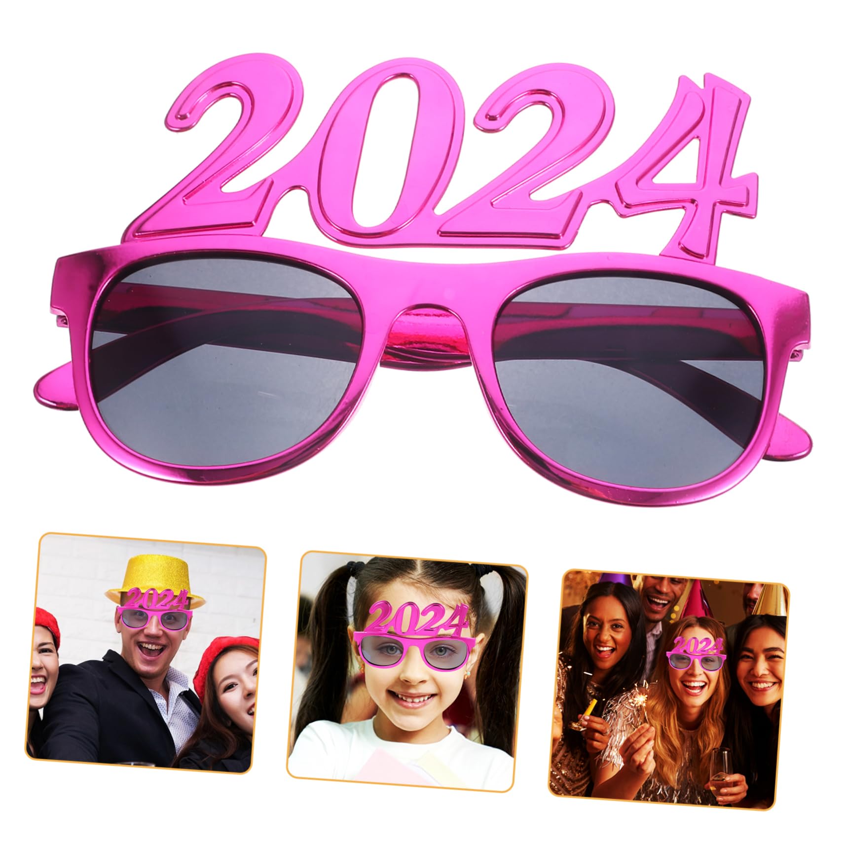 SHERCHPRY Funny Photo Prop for New Year's Eve 2024 Electroplated Glasses Party Shot Glasses
