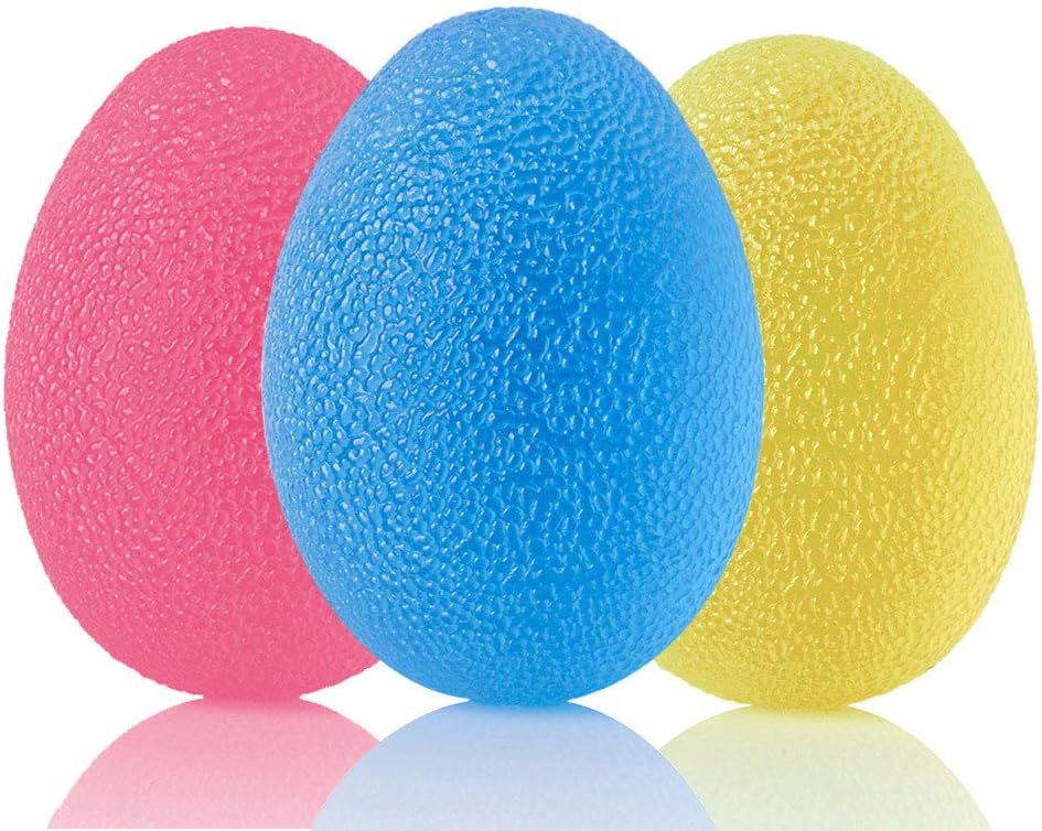 lijunjp 3pc Stress Relief Balls, Forearm Wrist Finger Exerciser, Egg-Shape Grip Strength Trainer, Finger Grip Strengthening Stress Balls, for Adults, Kids