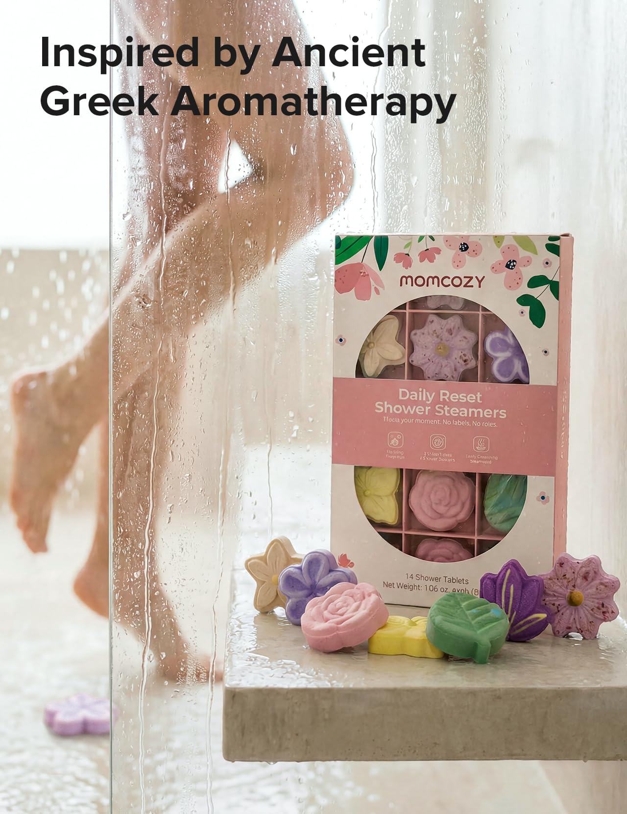 Momcozy 14-Pack Shower Steamers with 7 Floral Scents, Valentine’s Day Self Care Gifts for Her, Wife, Girlfriend & Mom, at-Home Spa Aromatherapy for Daily Showers, Stress Relief: Eucalyptus