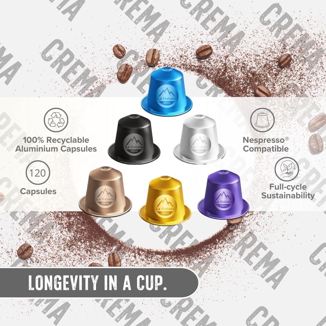 La Natura Lifestyle Kapsułki Kawy Nespresso* 120 sztuk 6 rodzajów 100% recykling
