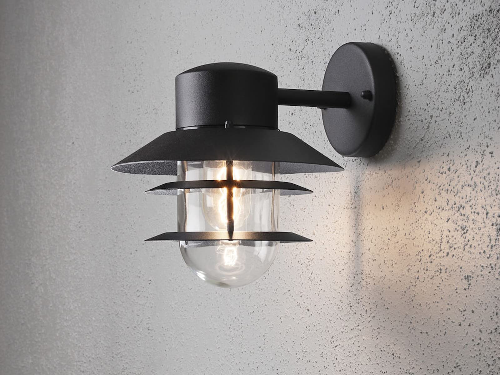 Set di lampade da parete alluminio Modena Nero, Attacco E27, altezza 24 cm, IP44; Konstsmide 7310 – 750