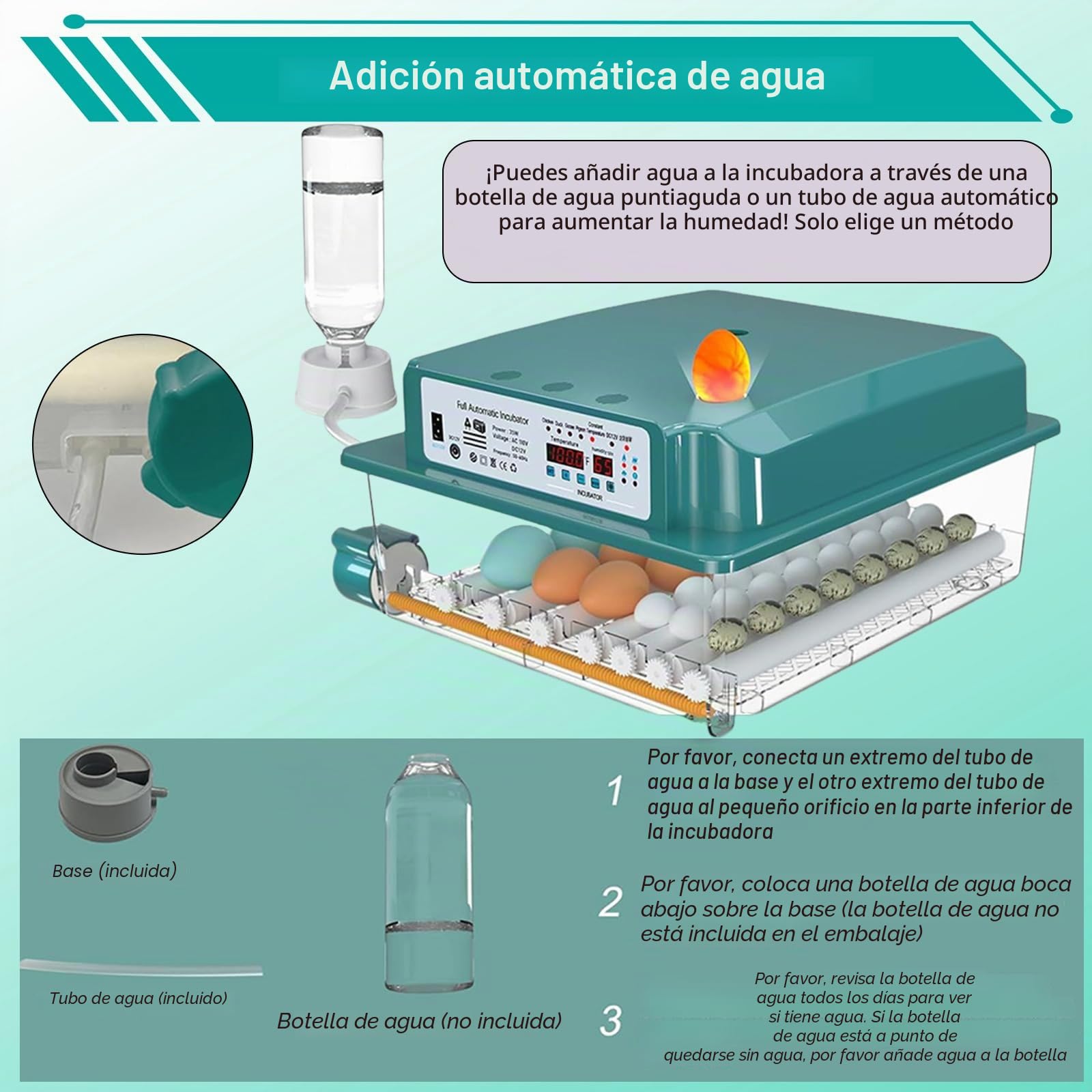 36/120 Incubadora Huevo Automático, Huevos Incubadoras para Huevos De Ave De Coral, Silenciador Incubadora De Huevo Automático, Incubadora Con Cubierta Caliente (36)