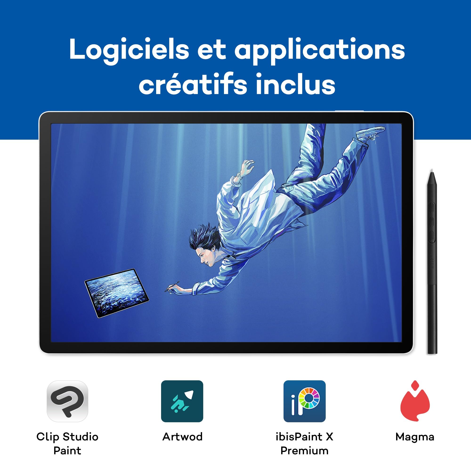 Wacom MovinkPad Pro 14 Tablette Graphique – Sensation Stylet sur Papier avec écran OLED pour Noirs Profonds, Contraste Exceptionnel, réponse Rapide, Verre texturé Premium, Pro Pen 3 Ultra-précis