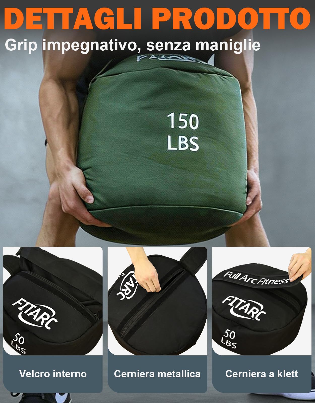 Fitarc Sacco di sabbia da allenamento, sacchi di sabbia per allenamento con i pesi, sacchi di sabbia per fitness, sacchi di sabbia per allenamento con i pesi, sacco di sabbia rotonda, cross training