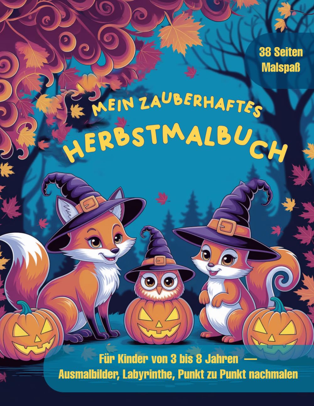 Mein zauberhaftes Herbstmalbuch: 3-8 Jahre, 38 spannende Seiten, Ausmalbilder, Labyrinthe, Punkt zu Punkt verbinden