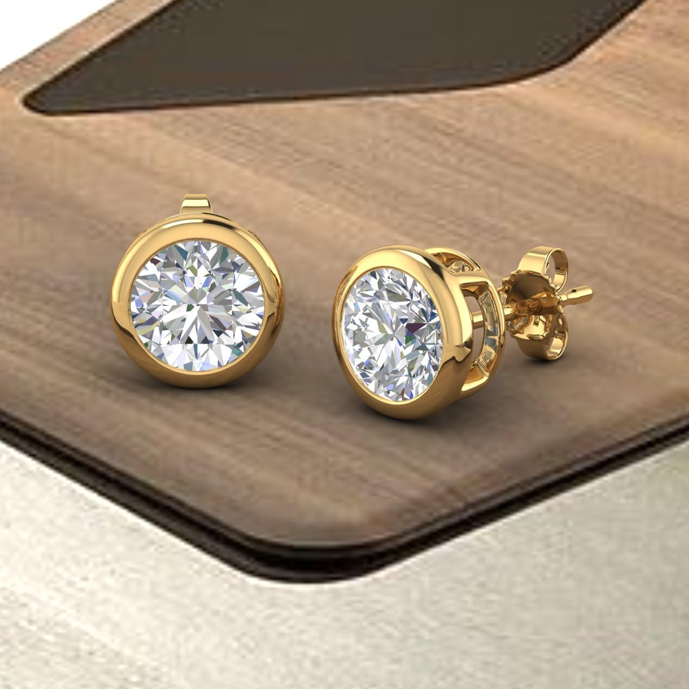 2 Carat Natural Diamond Stud Earrings for Women in 14K Gold - IGI Certified (I1-I2 clarity)