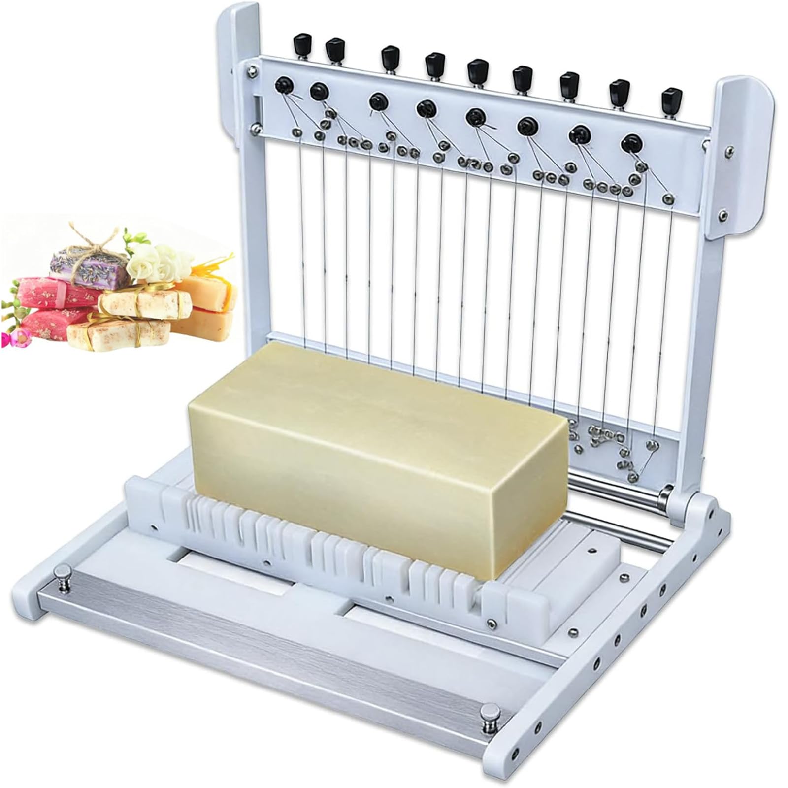 Questa Macchina per Tagliare Il Sapone Fatta a Mano, Taglia Sapone a più Fili, Dimensione di Taglio Regolabile 2/2,5/3 cm, Taglia Sapone di precisione, affettatrice per Sapone, panetti, cand