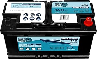 Batterie AGM 12V 140Ah à décharge lente – Batterie longue durée pour bateaux et camping-cars – Sans entretien, résistante aux vibrations.
