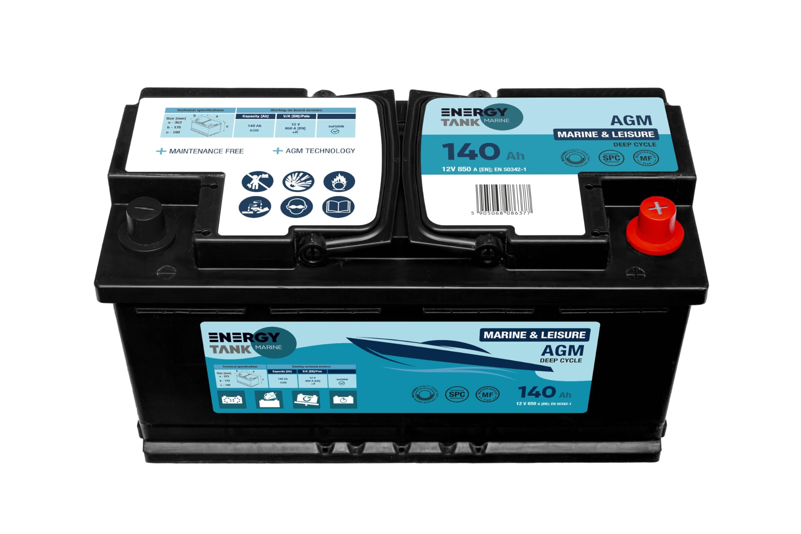 Bootsbatterie 12v 140 Ah - Mobil und Stationär - AGM Boot Batterie Lange Lebensdauer - Versorgungsbatterie Gegen Vibrationen und Stöße Geschützt
