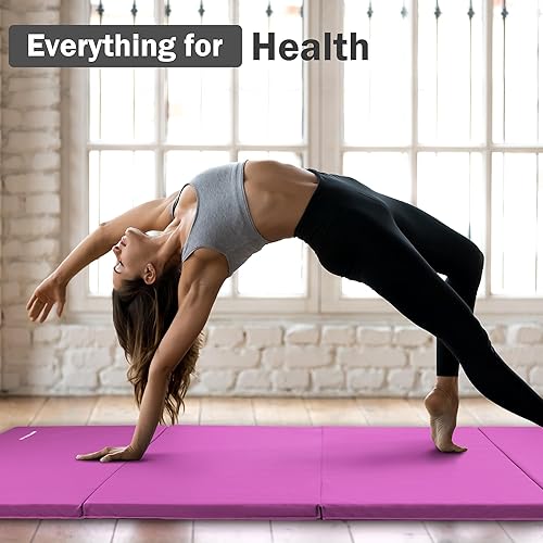 Miniatura 6 de Fitvids Folding Exercise Gymnastics Mat, 4'x8'x2" Gym Workout Mat with Carrying Handles 4-Fold High-Density Anti-Tear Portable Fitness Aerobics Mat