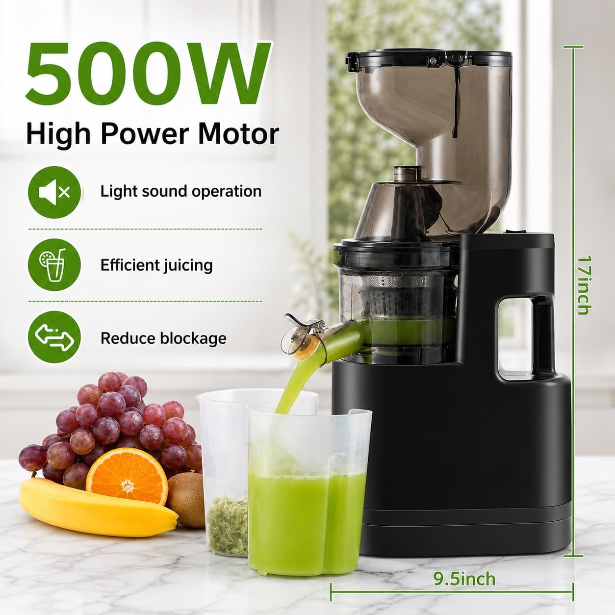 Elektryczna Wyciskarka Do Cytrusów 500 W, Wyciskarka Do Owoców Z Rynną Zasypową O Szerokości 130 Mm, Wysoka Wydajność Soku I łatwe Czyszczenie, Automatyczna Wyciskarka Do Sokowirówki Do Domowej
