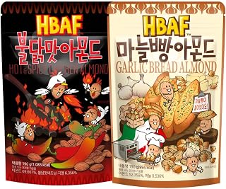 [Official Gilim HBAF] Korean Seasoned Almonds 2 Flavor Pack Mix (1 Garlic Bread, 1 x 190g, 1 Hot and Spicy Chicken, 1 x 190g)