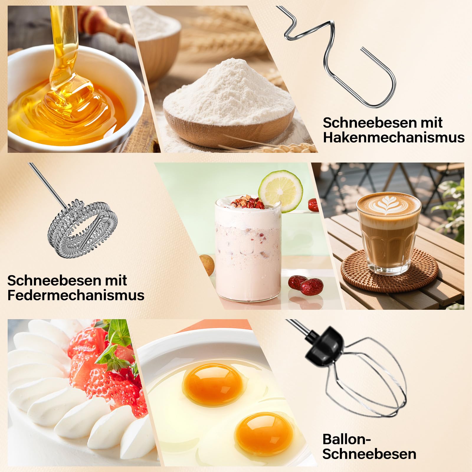 Montalatte elettrico a mano, montalatte elettrico ricaricabile, mixer per bevande a 3 velocità, adatto per montalatte per caffè, cioccolata calda, cappuccino