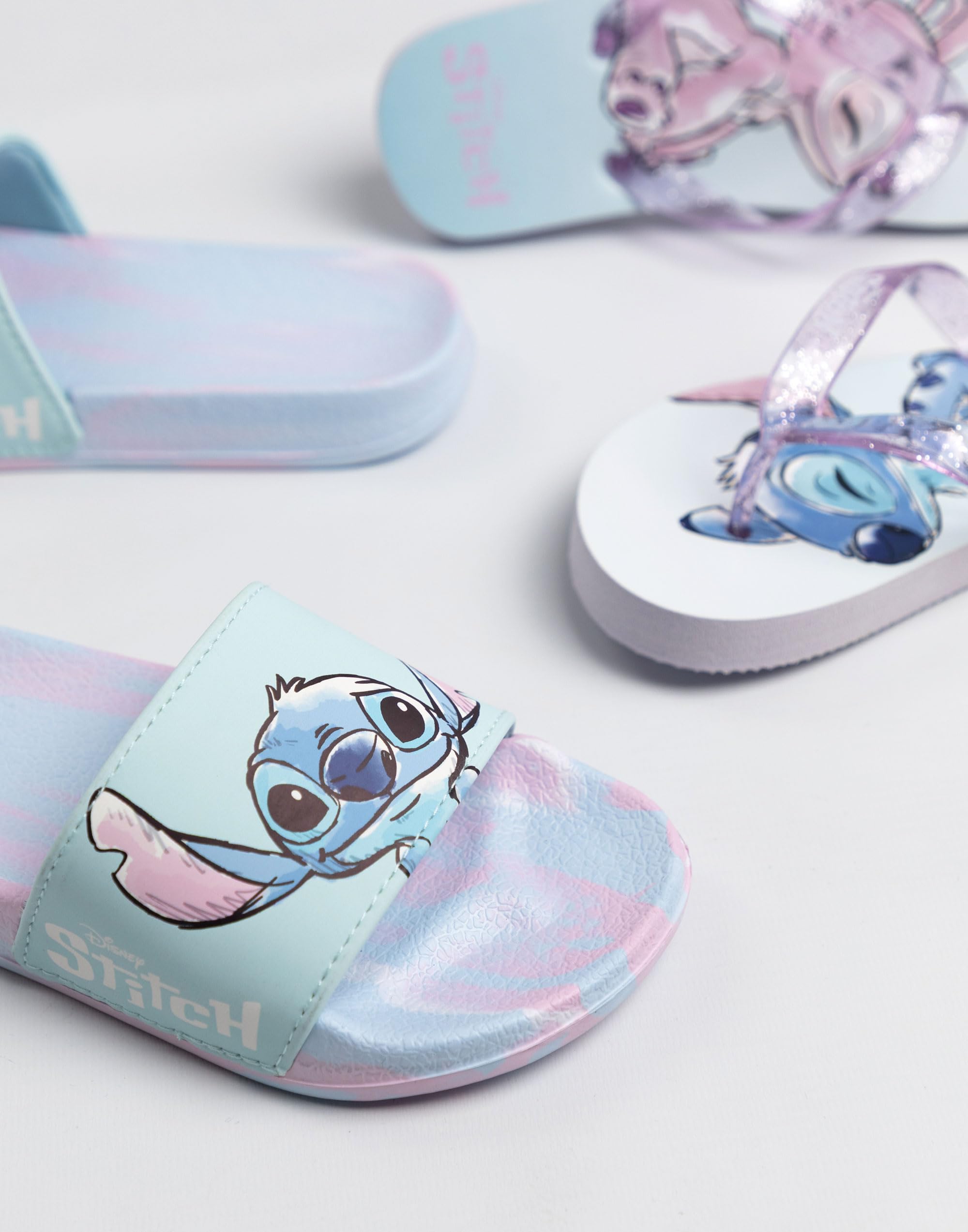 Disney Sandales Lilo & Stitch multicolores pour filles | Lot de 2 tongs avec motif Stitch et semelle tie-dye | Chaussures de plage pour enfants