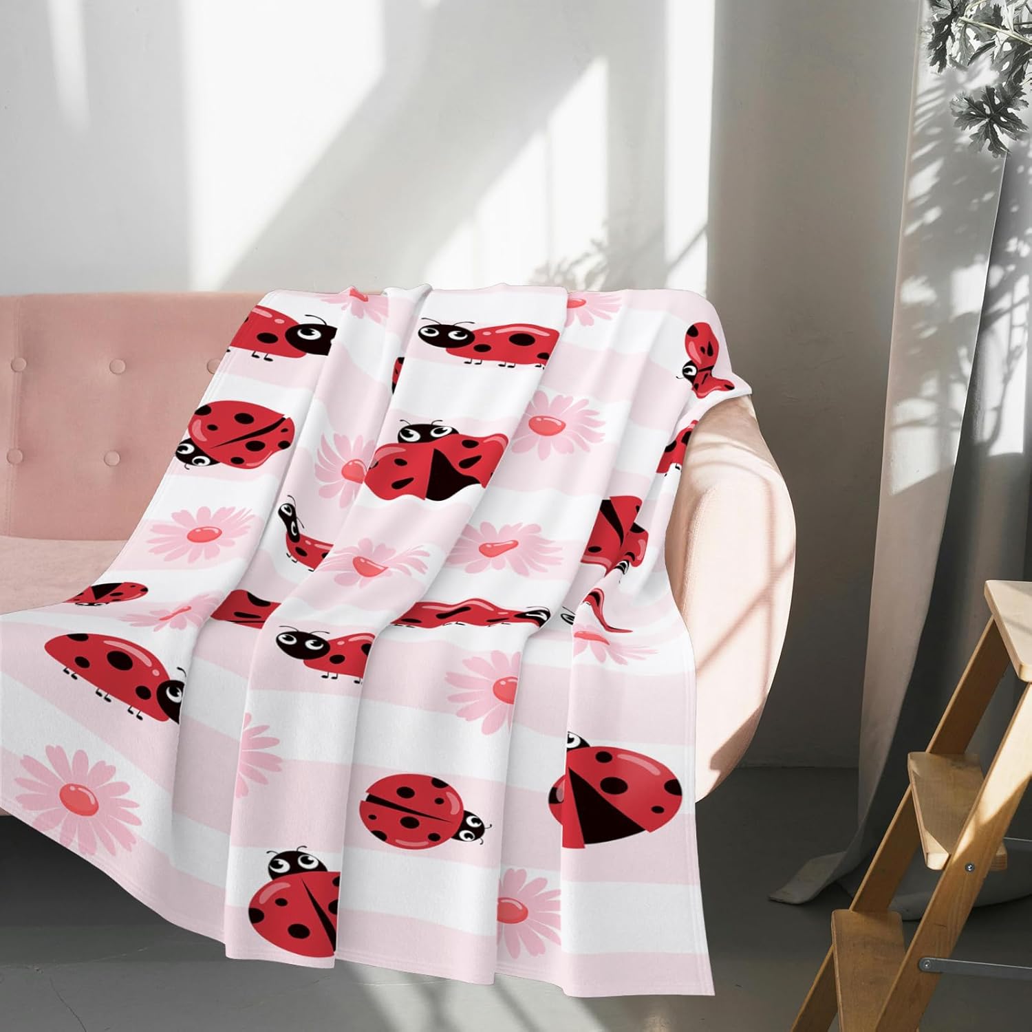 Cute Ladybug Blanket 60 x 50 Inch Soft Cozy Red Kawaii Throw Blanket for Home Chair Sofa Couch Bed, Birthday Christmas Ladybug Gifts for Women Men Teen - Image 2
