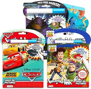 Imagine Ink Coloring Book Set -- Bundle Includes 3 Disney Imagine Ink Books for Kids Toddlers Featuring Toy Story, Disney Cars, Incredibles with Invisible Ink Pens and Stickers (Mess Free Coloring)