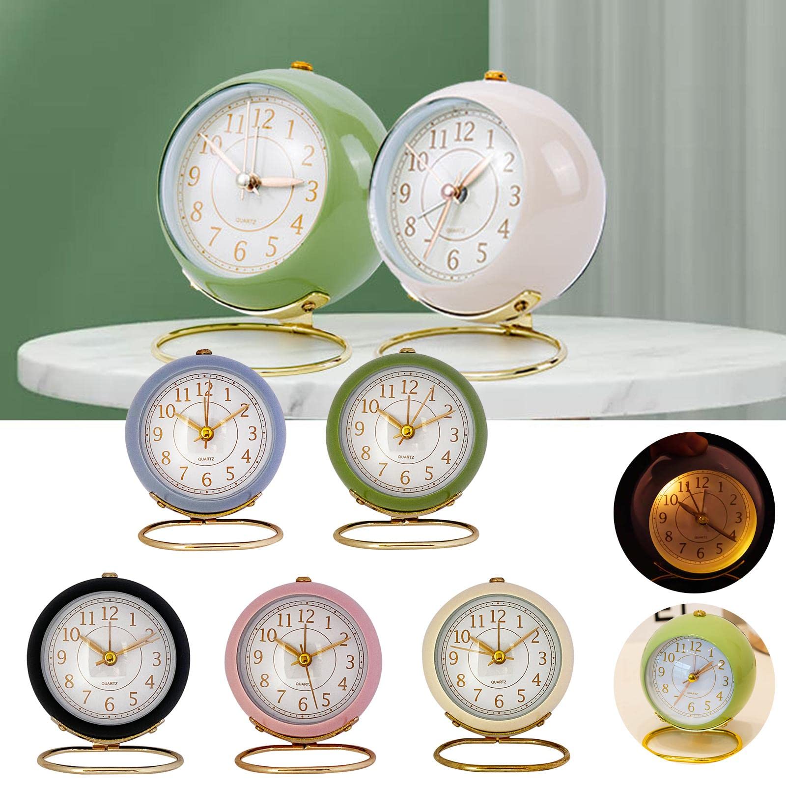 Réveil Vintage Avec Veilleuse - Horloge Silencieuse Pour Chambre - Design Rétro