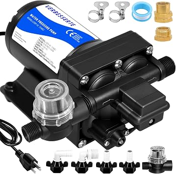 Water Pressure Booster Pump for Home 110V Fresh Transfer Diaphragm Water Pump with Plug for Garden Lawn 5.5GPM 75PSI High Pressure RV Water Washdown Pump for Bathroom Yacht