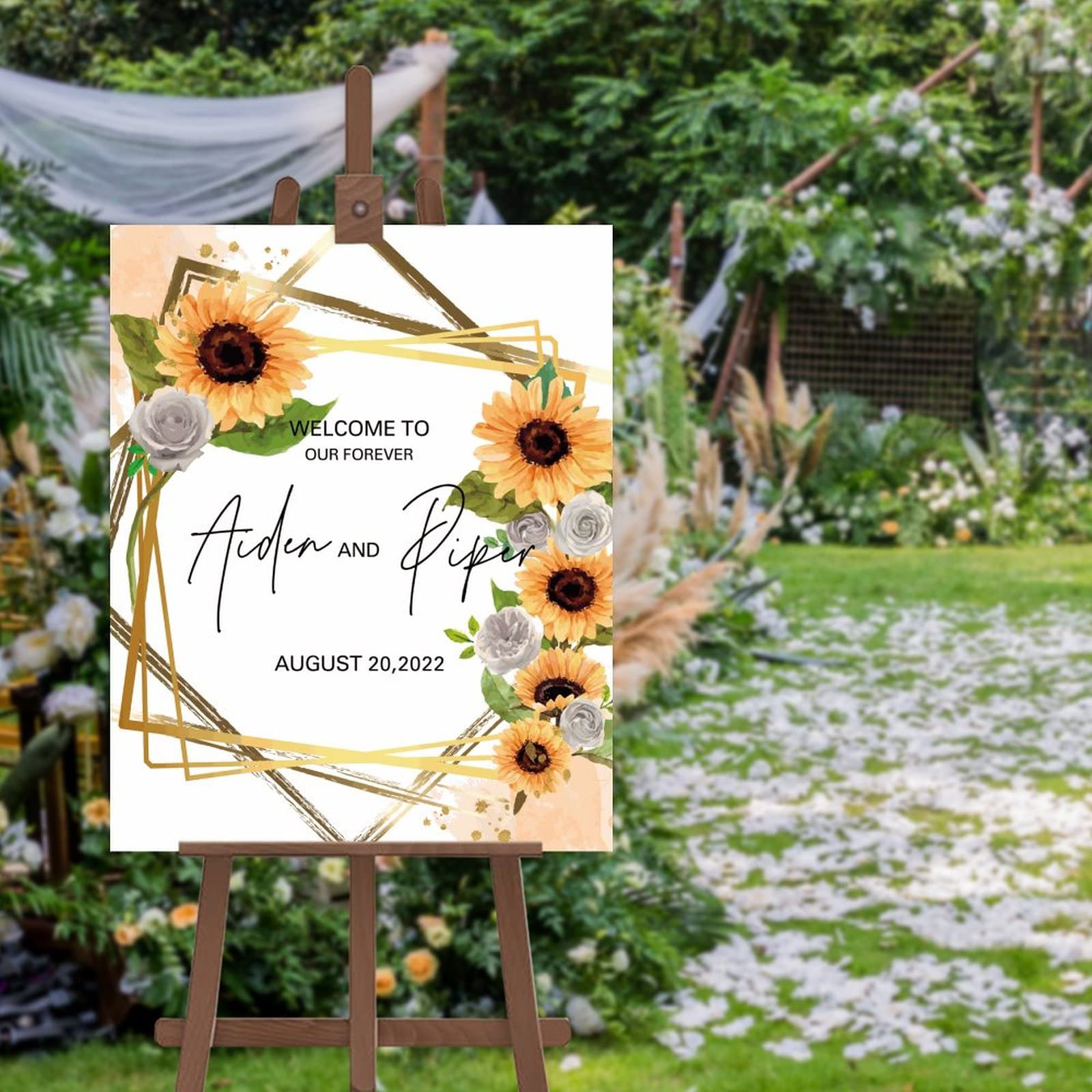 Panneau de bienvenue mariage personnalisable cadeau décoration fleurie 50x75 cm