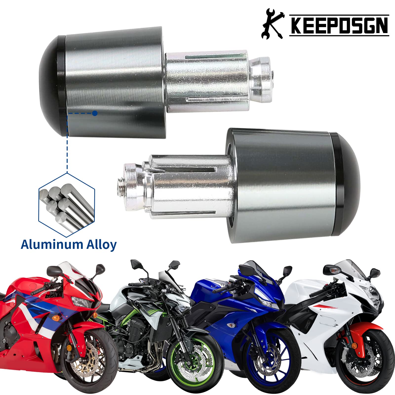 Embouts De Guidon Moto Universels 7/8" - Aluminium Anodisé - Pour Guidons 22-24mm