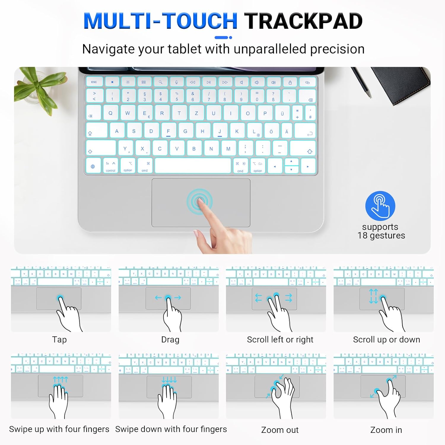 Magic Keyboard iPad Air 11-inch (M4 2026/M3 2025/M2 2024) & iPad Pro 11" (1st/2nd/3rd/4th Gen) Floating Cantilever Stand with Stylus Pen Keyboard Case for iPad Air 10.9“(5th 2022/4th 2020)