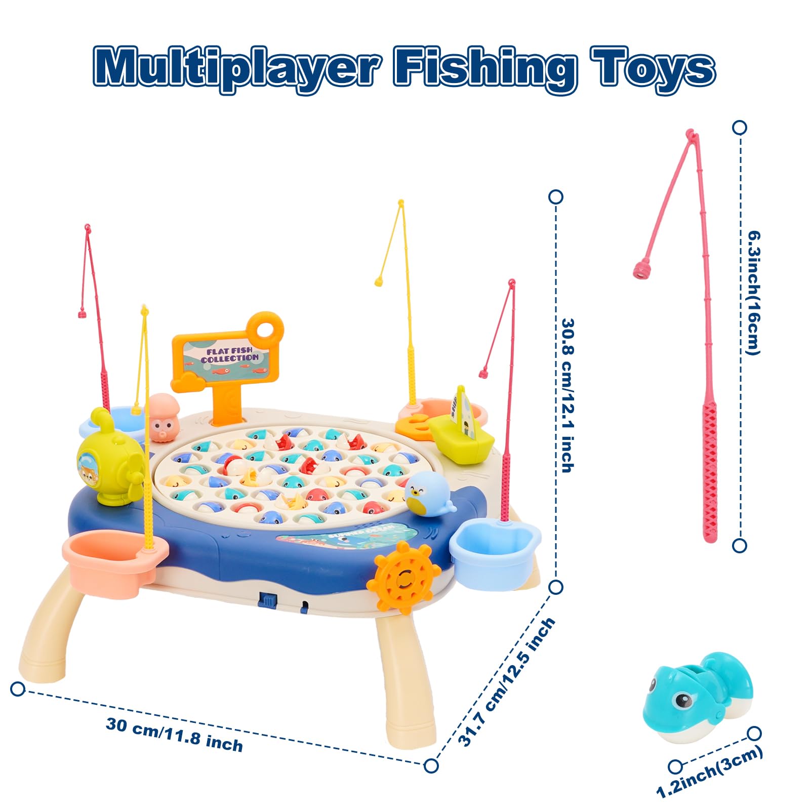 Gioco di Pesca con Pesci Magnetici per Bambini,Set di Giocattoli Musicali da Pesca, con 45 Pesci e 8 canne, Gioco Magnetico educativo per Bambini da 3 Anni in su